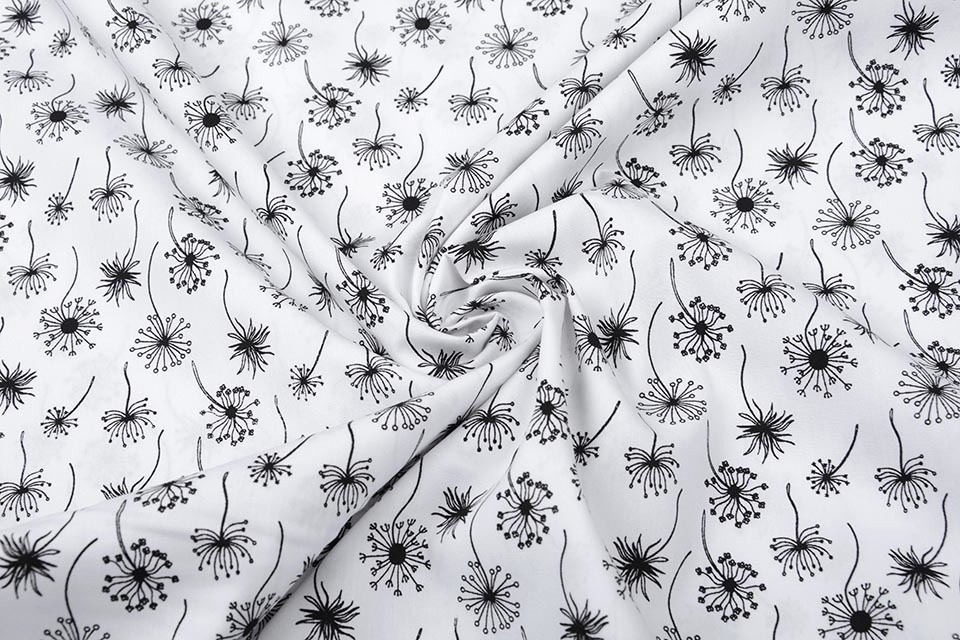 100% Cotton Dandelion Black