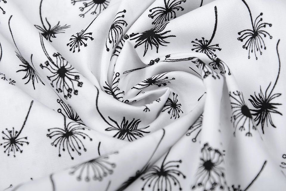100% Cotton Dandelion Black