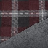 Jogging Curly Teddy Fabric Checkered  Red Grey