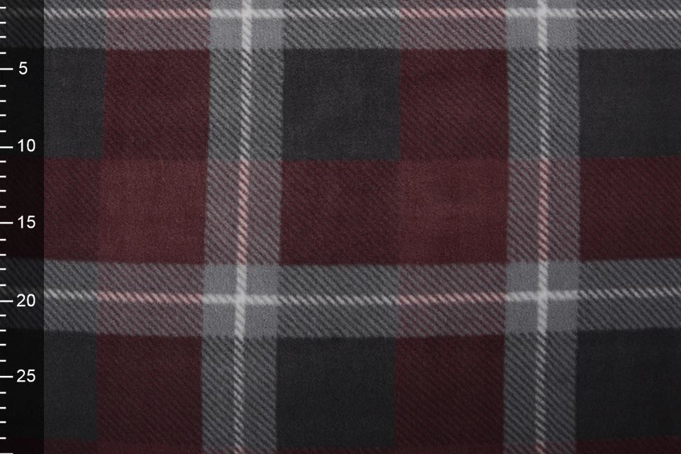 Jogging Curly Teddy Fabric Checkered Red Grey