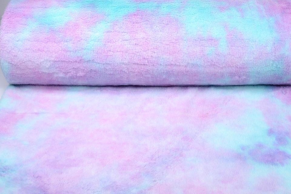 Kurz Zottelplüsch Multicolor Lila Minzgrün