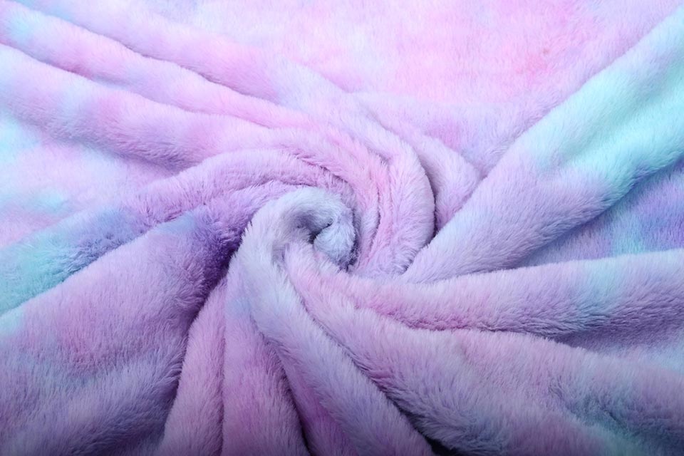 Kurz Zottelplüsch Multicolor Lila Minzgrün