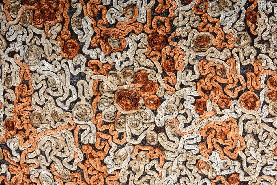 Netz Blume Farbband Orange Beige