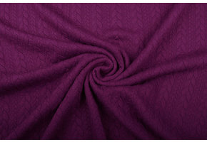 Strickstoff Zopfmuster Jersey Aubergine