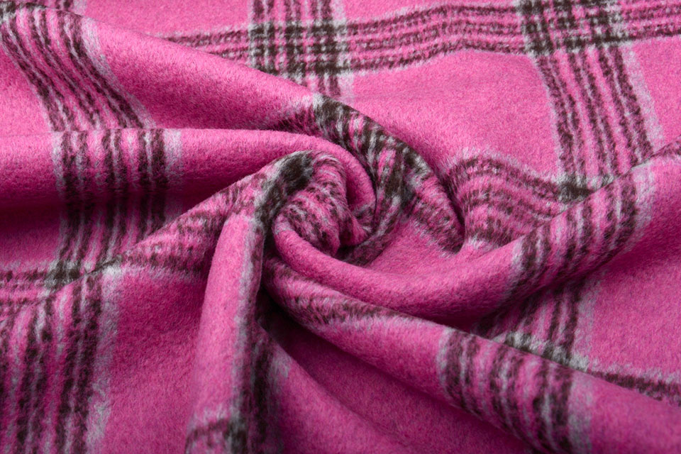 Woven Woolen Fabric Big Tartan Pink