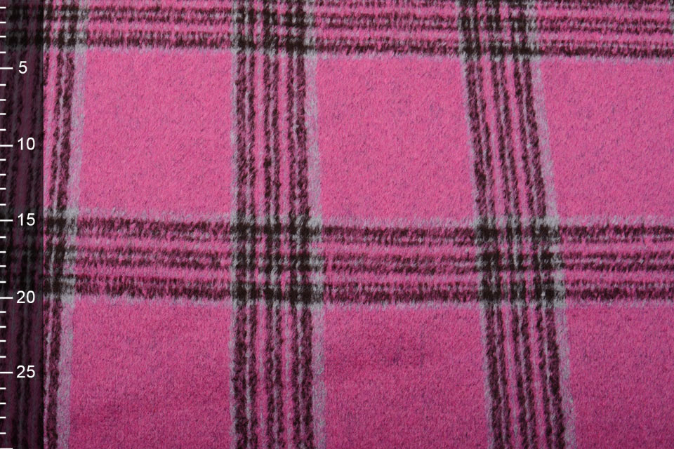 Woven Woolen Fabric Big Tartan Pink