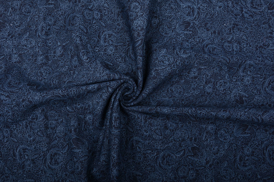Jacquard Geweven Katoen Donker Jeans