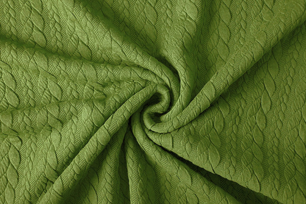 Strickstoff Zopfmuster Jersey Limettengrün
