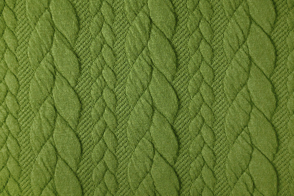 Strickstoff Zopfmuster Jersey Limettengrün