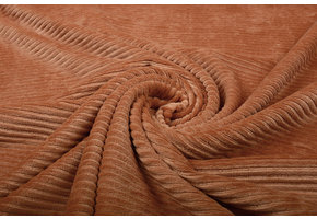 Katoenen Tricot Corduroy Brede Rib Oranje Brique