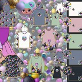 Digital Panel Party Girl French Terry  Old Mint