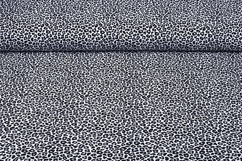 Cotton Jersey Panther Print White Grey