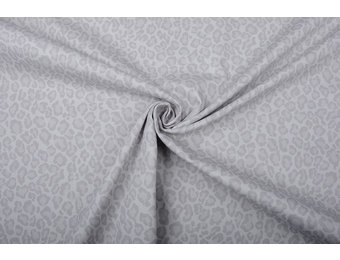 Stretch Cotton Panther Print Light Grey