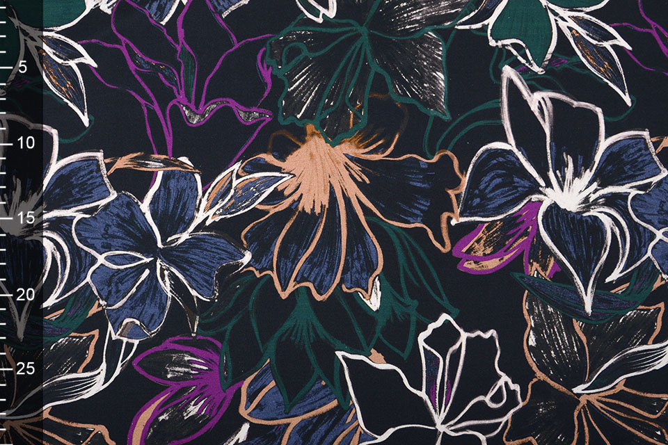 Stretch Cotton Black Multi