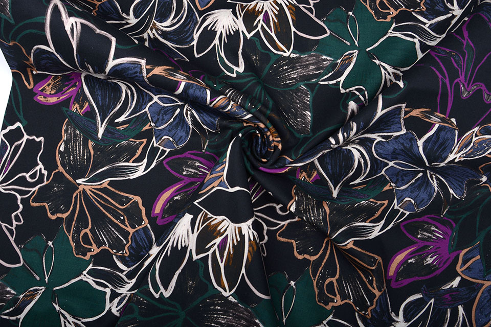Stretch Cotton Black Multi