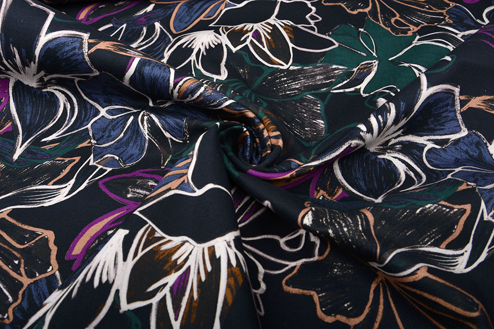Baumwoll-Stretch Schwarz Multi