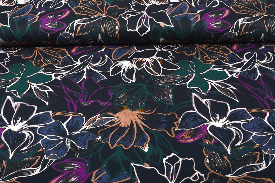 Stretch Cotton Black Multi