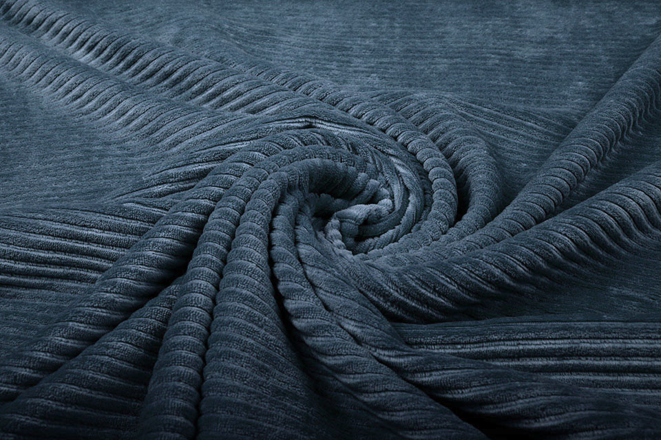 Katoenen Tricot Corduroy Brede Rib Jeans Blauw