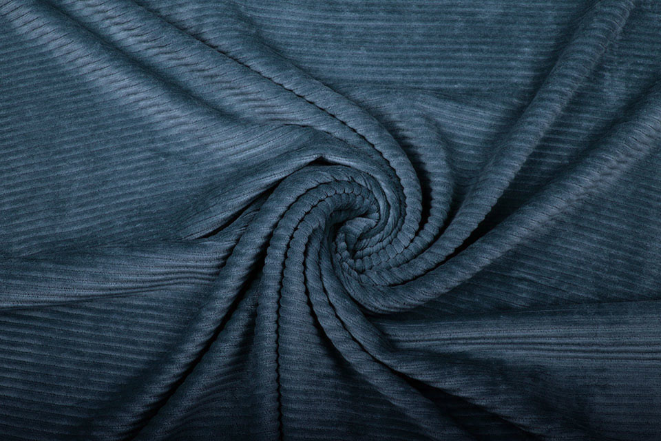 Katoenen Tricot Corduroy Brede Rib Jeans Blauw