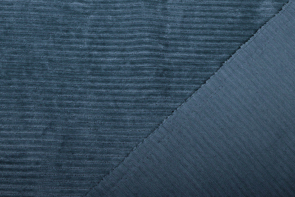 Cotton Jersey Corduroy Wide Rib Jeans Blue