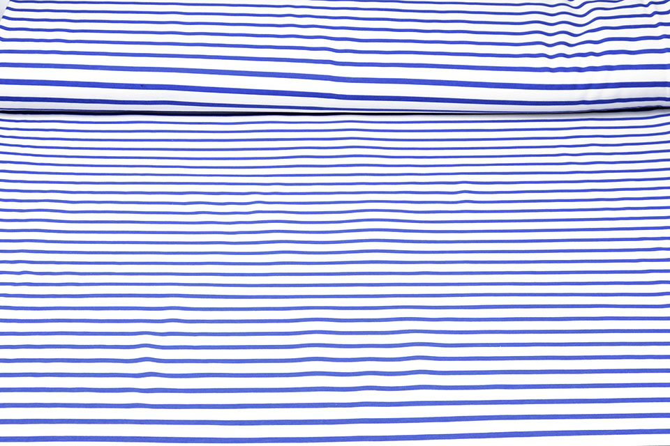 French Terry Gestreept Wit Blauw