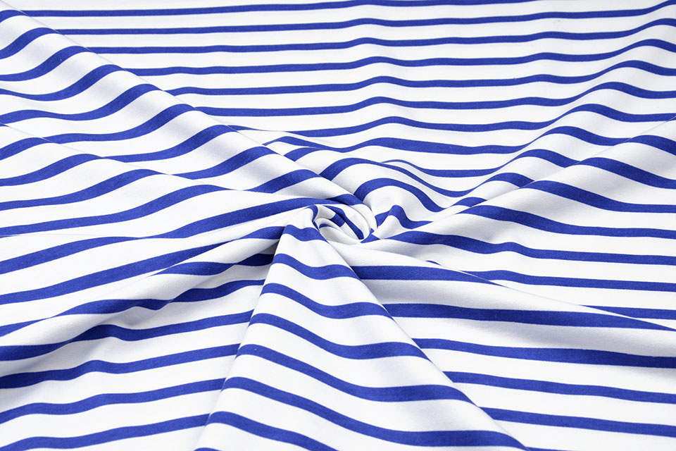 French Terry Gestreept Wit Blauw