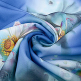 Scuba Crepe Printed Fantasy Flower Blue