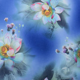 Scuba Crepe Bedrukt Fantasy Flower Blauw