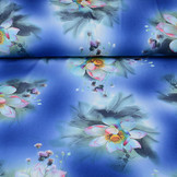 Scuba Crepe Printed Fantasy Flower Blue