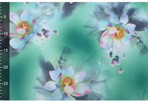 Scuba Crepe Printed Fantasy Flower Green