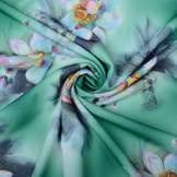 Scuba Crepe Bedruckt Fantasie Blume Grün