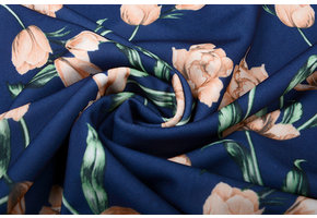 Scuba Crepe Bedruckt Tulpe Blau