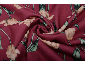 Scuba Crepe Bedruckt Tulpe Rot