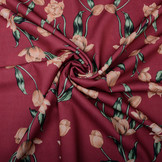 Scuba Crepe Printed Tulip Red