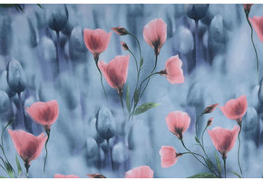 Scuba Crepe Grey Blue Poppy Old Pink