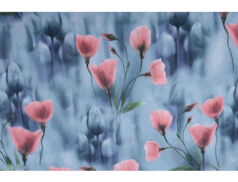 Scuba Crepe Grau Blau Mohn Altrosa