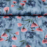 Scuba Crepe Grey Blue Poppy Old Pink