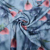 Scuba Crepe Grijs Blauw Klaproos Oud Roze