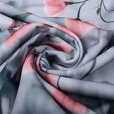 Scuba Crepe Licht Grijs Klaproos Oud Roze