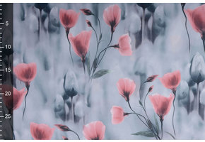 Scuba Crepe Light Grey Poppy Old Pink