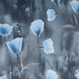 Scuba Crepe Printed Grey Poppy Blue