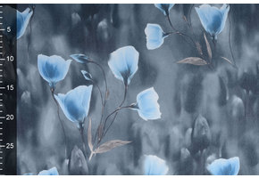 Scuba Crepe Bedruckt Grau Mohn Blau