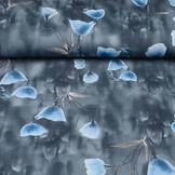 Scuba Crepe Bedrukt Grijs Klaproos Blauw