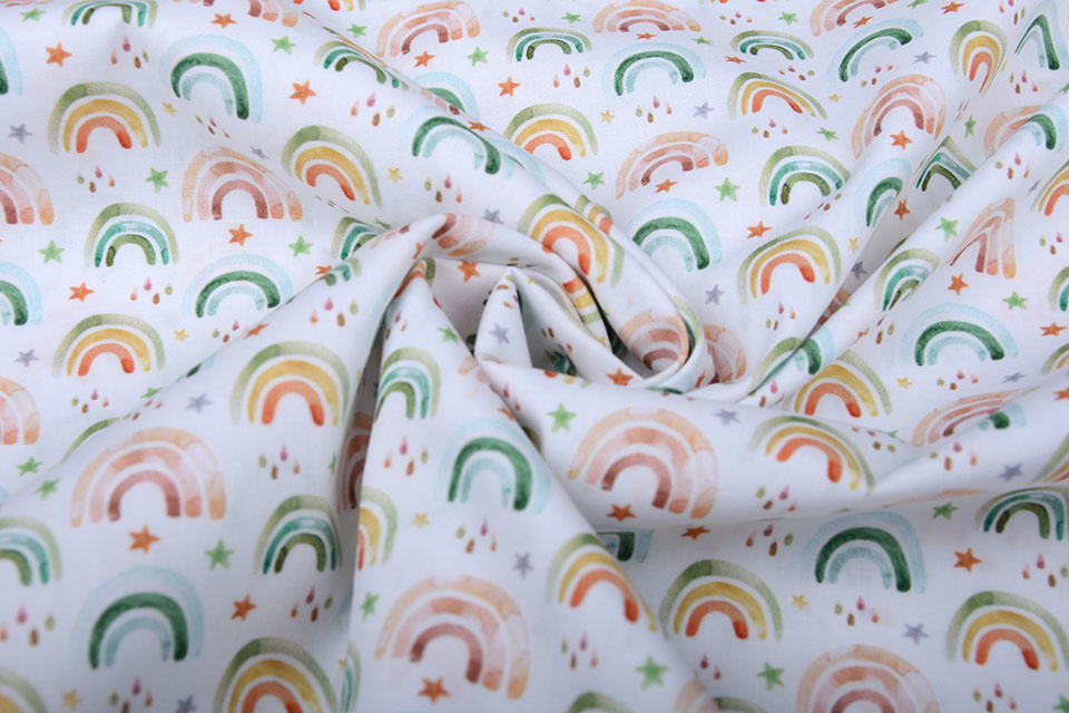 100% Cotton Rainbow Green/Orange