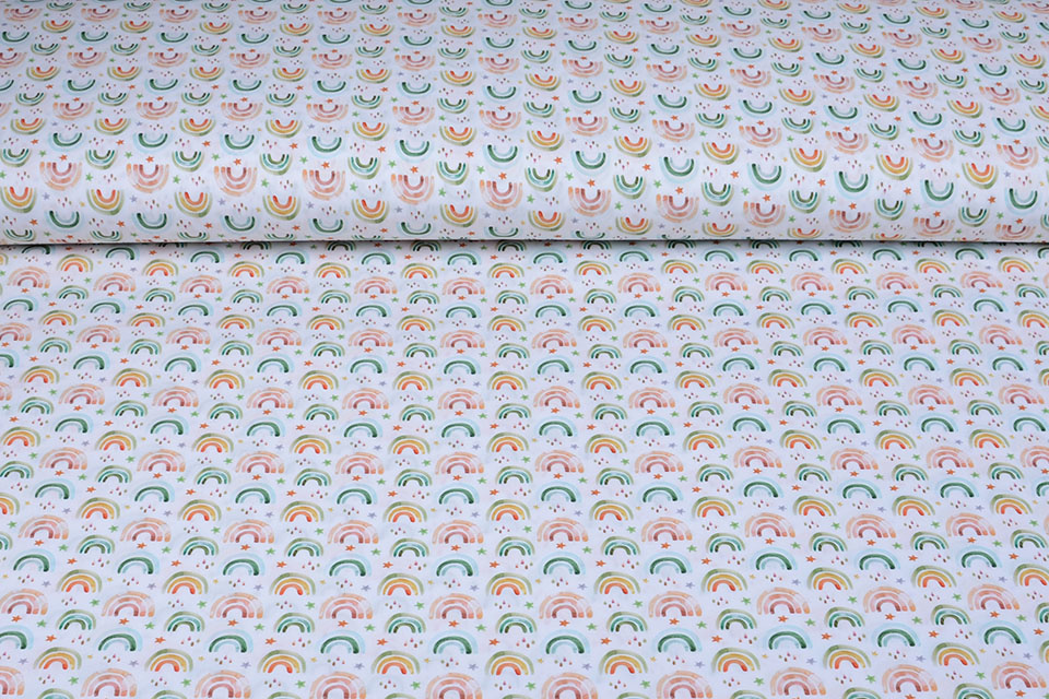 100% Cotton Rainbow Green/Orange