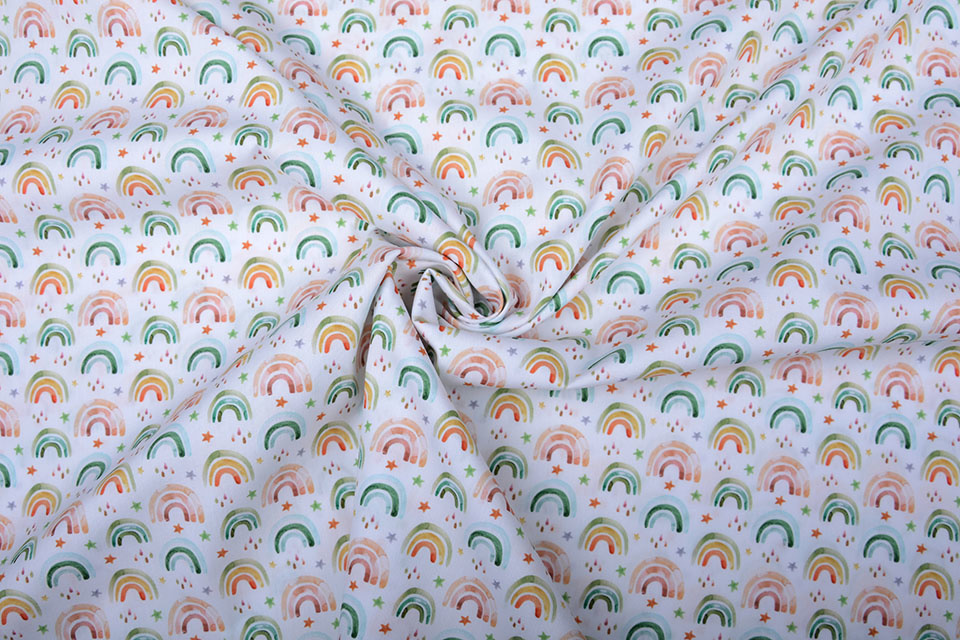 100% Baumwolle Regenbogen Grün/Orange