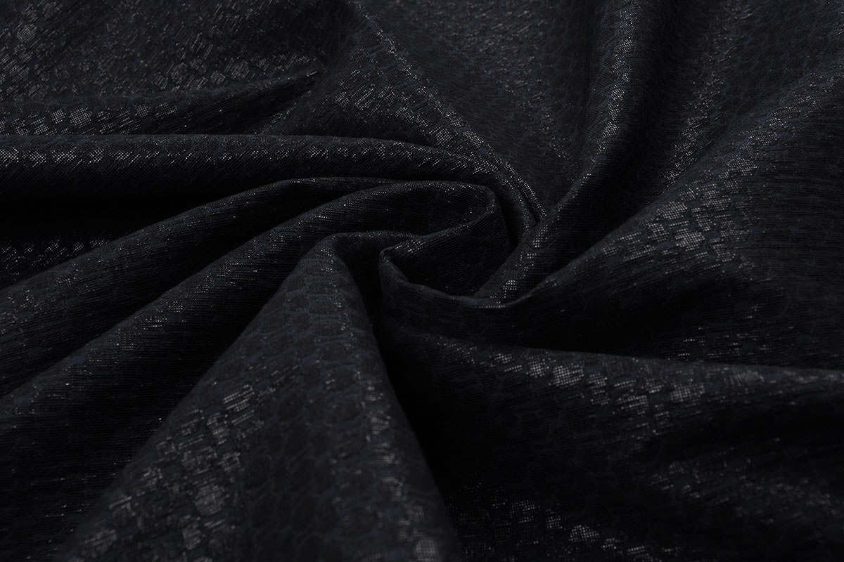 Jacquard Lurex Bengaline Black-Navy - YES Fabrics