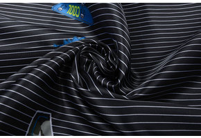 Poly Satin Black White Striped