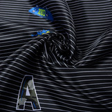 Poly Satin Black White Striped