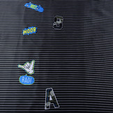 Poly Satin Black White Striped